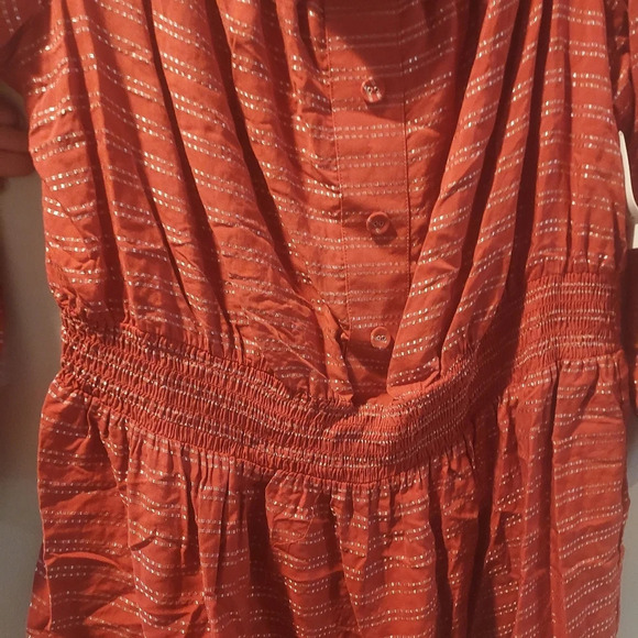 NWT Lane Bryant Orange and Silver Off The Shoulder Blouse in Size 14/16 - Picture 7 of 9